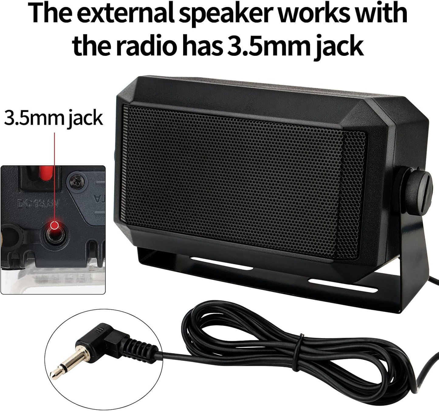 Rectangular External Communication Speaker/CB Radio Speaker for Ham Radio, External Scanners for All 3.5mm Audio Plug CB Radios and Mobile Radio