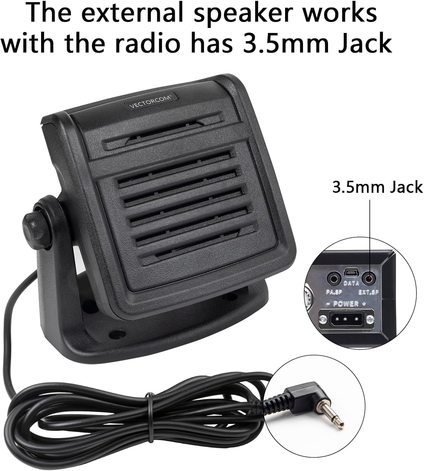 HEAVY-DUTY EXTERNAL SPEAKER 20W CRISP CLEAR SOUND compatible with Mobile radios,CB Radio,GMRS mobiles, marine radio and DMR radios