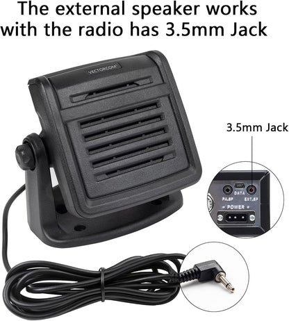 HEAVY-DUTY EXTERNAL SPEAKER 20W CRISP CLEAR SOUND compatible with Mobile radios,CB Radio,GMRS mobiles, marine radio and DMR radios