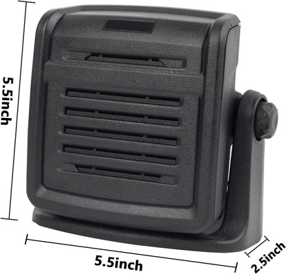 Heavy-Duty 20W Amplified External Speaker - 180 Degrees Swivel Base Works CB and MXT Radios 8-OHM Sound System 3.5mm Audio Plug - Waterproof